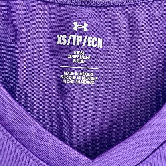 Under Armour Women's Short Sleeve V-Neck Tee - Vibrant Purple - Picture 2 of 2